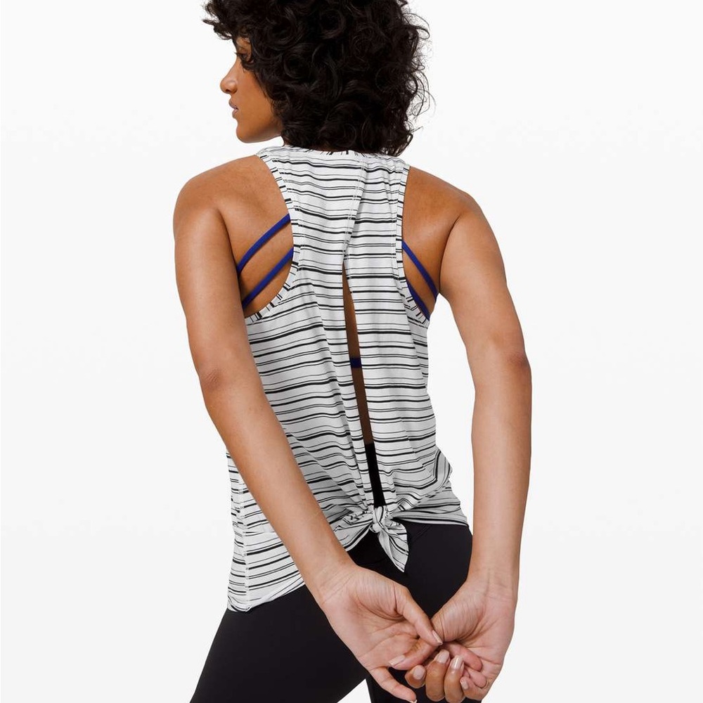 Lululemon All Tied Up Tank Top Cut Back Stripe White Black
